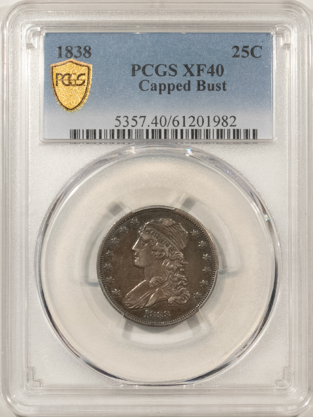 Capped Bust Quarters 1838 CAPPED BUST QUARTER – PCGS XF-40, TOUGHER DATE! Capped Bust Quarters 1838 CAPPED BUST QUARTER – PCGS XF-40, TOUGHER DATE!