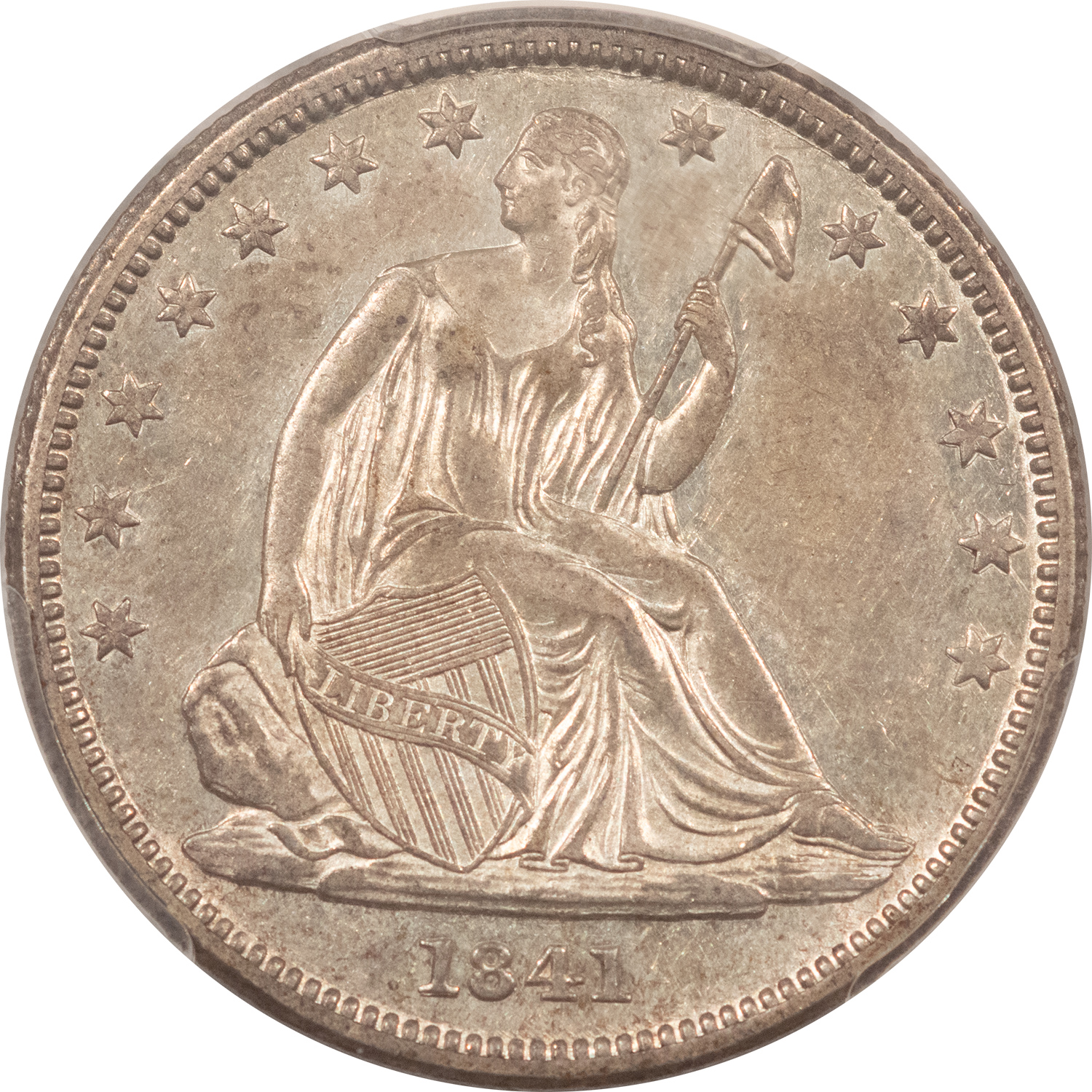 Half Dollars 1841 SEATED LIBERTY HALF DOLLAR – PCGS AU-53, ORIGINAL & LUSTROUS! Half Dollars 1841 SEATED LIBERTY HALF DOLLAR – PCGS AU-53, ORIGINAL & LUSTROUS!