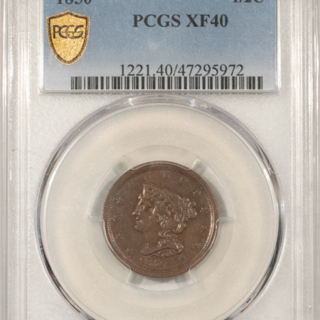 Braided Hair Half Cents 1850 BRAIDED HAIR HALF CENT – PCGS XF-40, TOUGH DATE!
