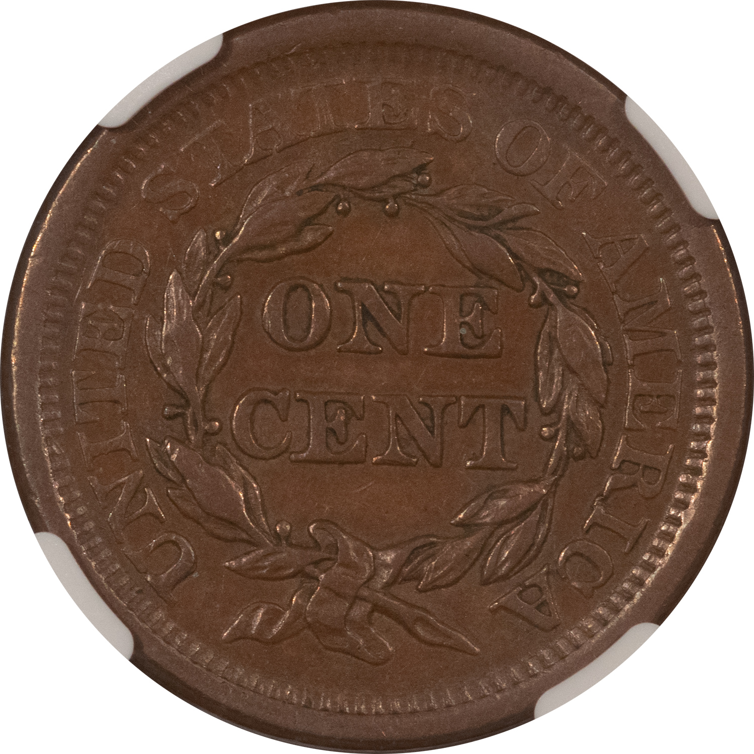 Braided Hair Large Cents 1855 BRAIDED HAIR LARGE CENT, UPRIGHT 55 – NGC AU-58 BN Braided Hair Large Cents 1855 BRAIDED HAIR LARGE CENT, UPRIGHT 55 – NGC AU-58 BN