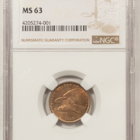 Flying Eagle 1858 FLYING EAGLE CENT, SMALL LETTERS – NGC MS-63, FLASHY!