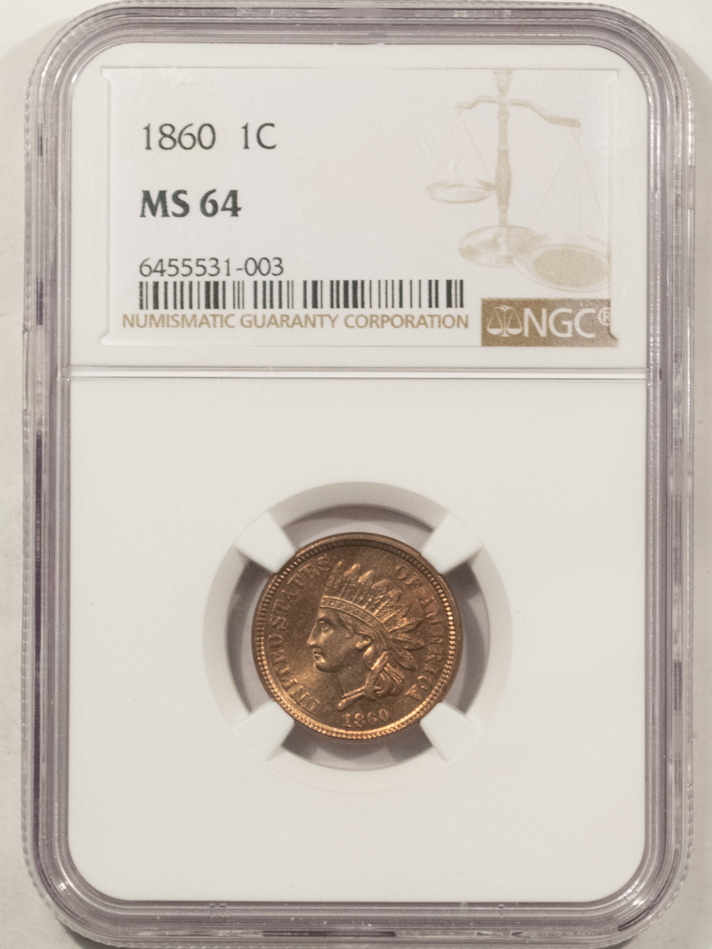 Indian 1860 INDIAN CENT – NGC MS-64 FRESH & FLASHY Indian 1860 INDIAN CENT – NGC MS-64 FRESH & FLASHY