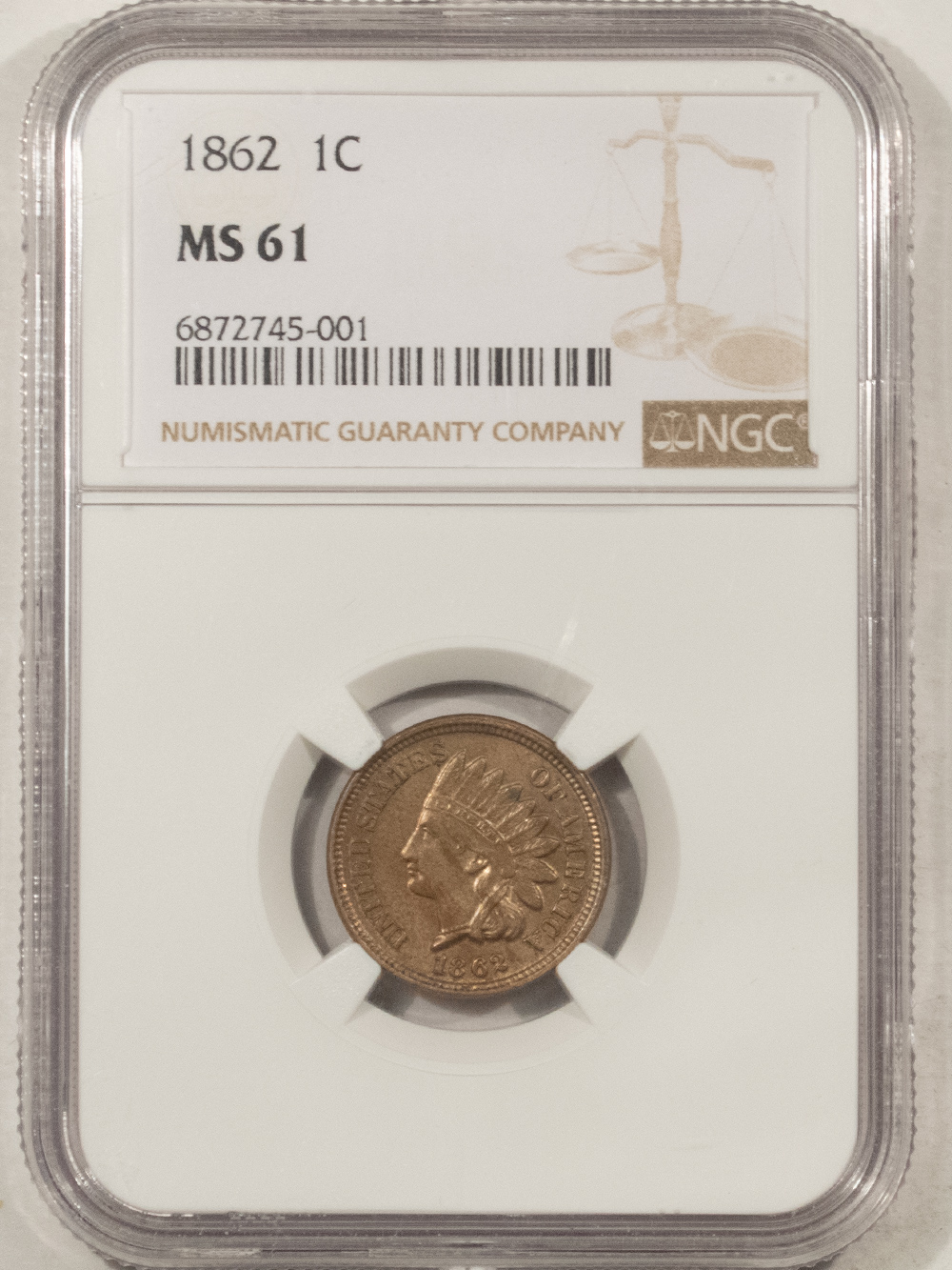 Indian 1862 INDIAN CENT – NGC MS-61 Indian 1862 INDIAN CENT – NGC MS-61