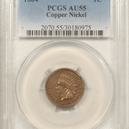 Indian 1864 INDIAN CENT, COPPER NICKEL – PCGS AU-55