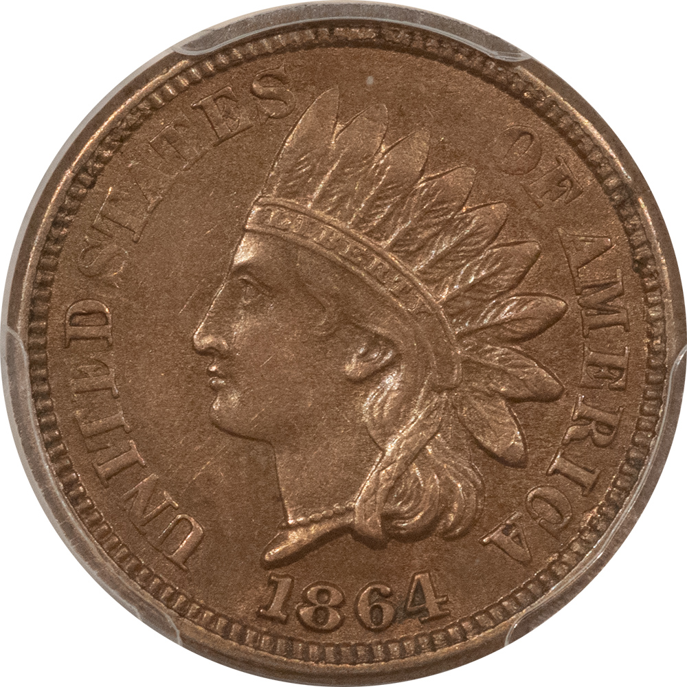 Indian 1864 INDIAN CENT, COPPER NICKEL – PCGS AU-55 Indian 1864 INDIAN CENT, COPPER NICKEL – PCGS AU-55
