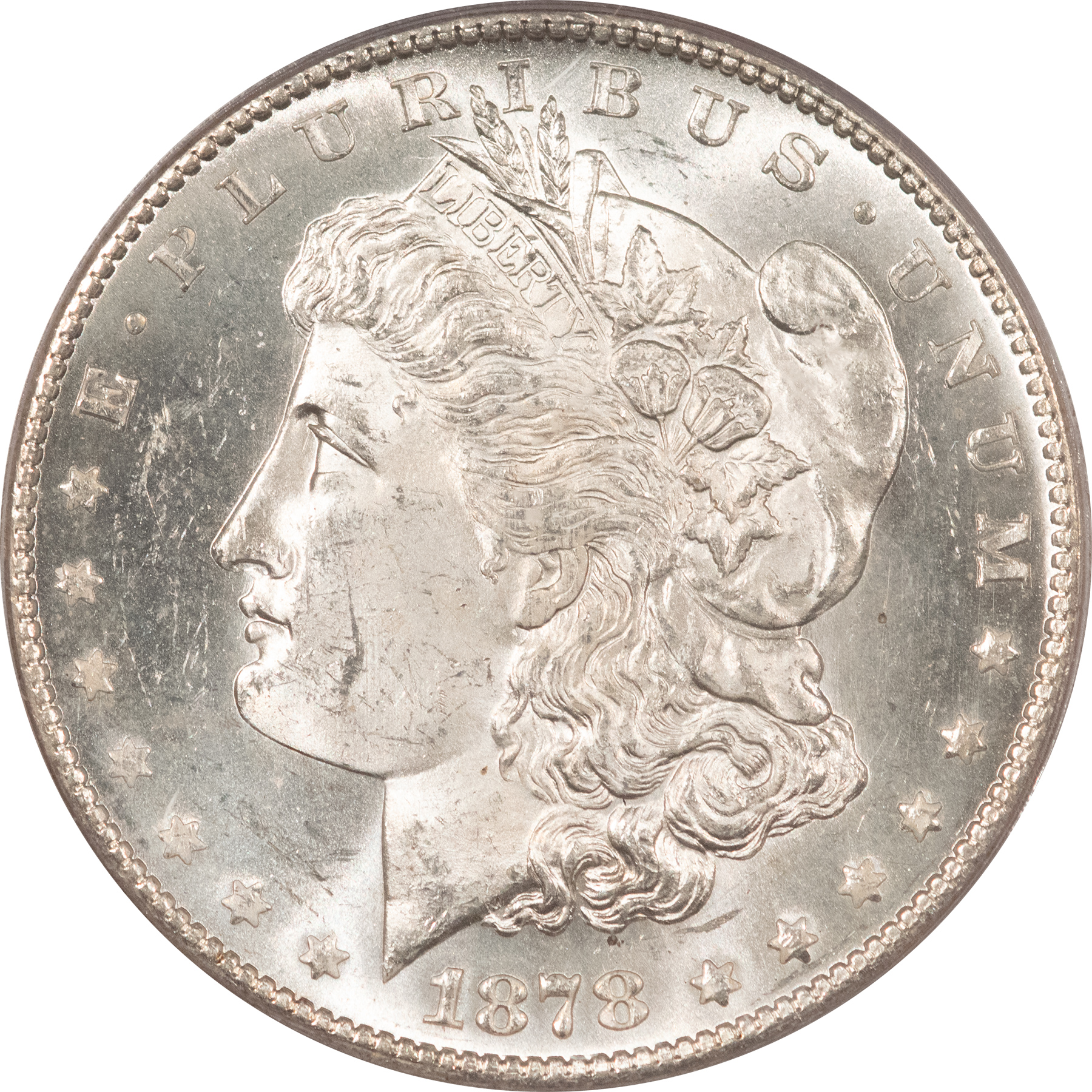 Dollars 1878-S MORGAN DOLLAR PCGS MS-63 BLAST WHITE, OLD GREEN HOLDER, PREMIUM QUALITY! Dollars 1878-S MORGAN DOLLAR PCGS MS-63 BLAST WHITE, OLD GREEN HOLDER, PREMIUM QUALITY!