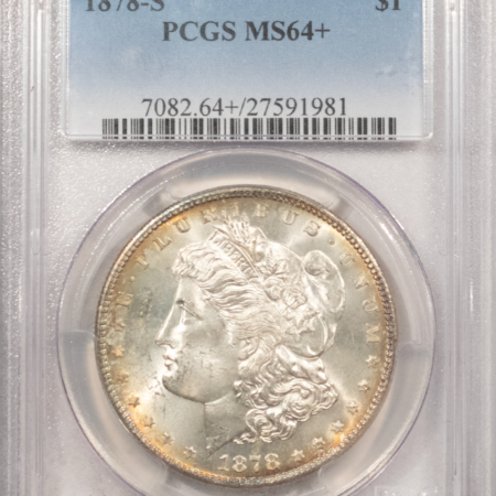 Dollars 1878-S $1 MORGAN DOLLAR – PCGS MS-64+, WHITE & PREMIUM QUALITY!