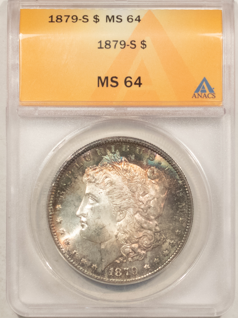 Dollars 1879-S $1 MORGAN DOLLAR – ANACS MS-64, REALLY PRETTY! Dollars 1879-S $1 MORGAN DOLLAR – ANACS MS-64, REALLY PRETTY!