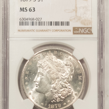 Dollars 1879-S $1 MORGAN DOLLAR – NGC MS-63, BLAST WHITE!