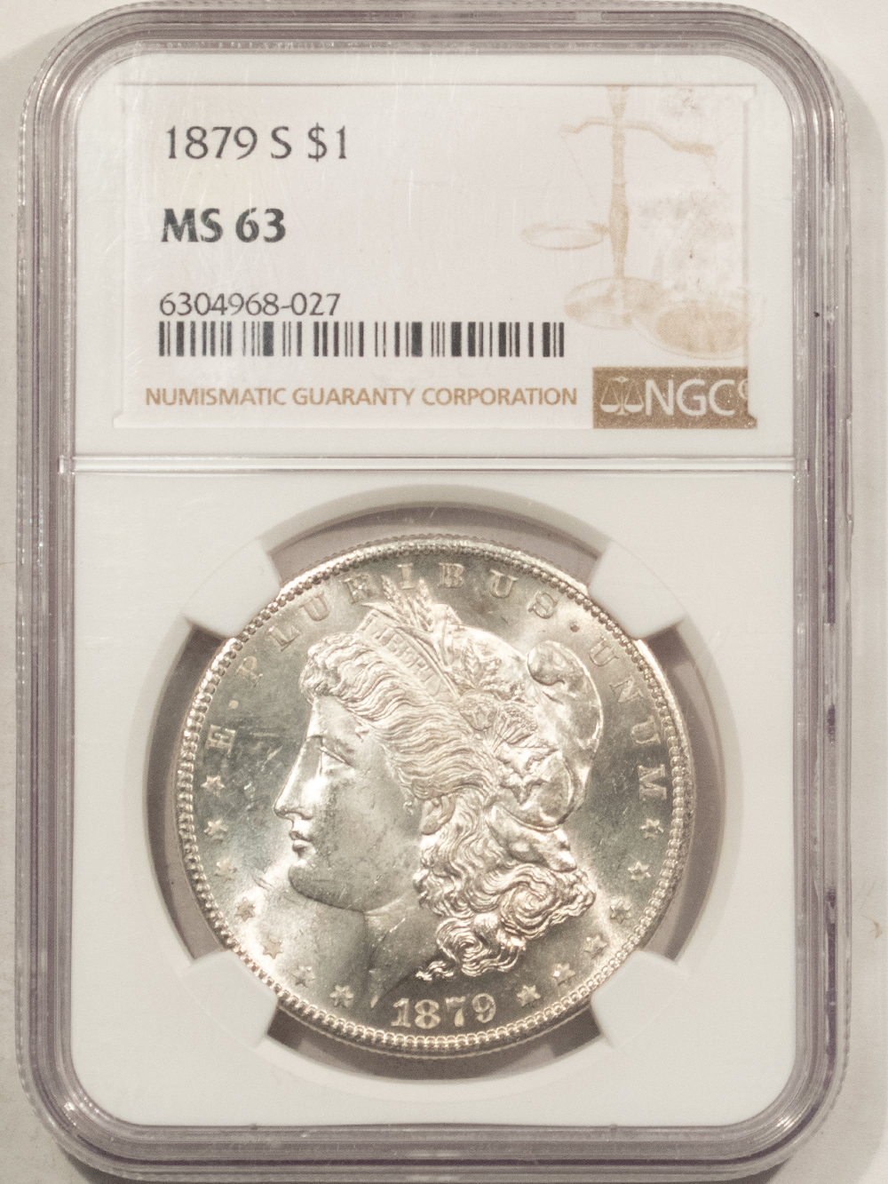 Dollars 1879-S $1 MORGAN DOLLAR – NGC MS-63, BLAST WHITE! Dollars 1879-S $1 MORGAN DOLLAR – NGC MS-63, BLAST WHITE!