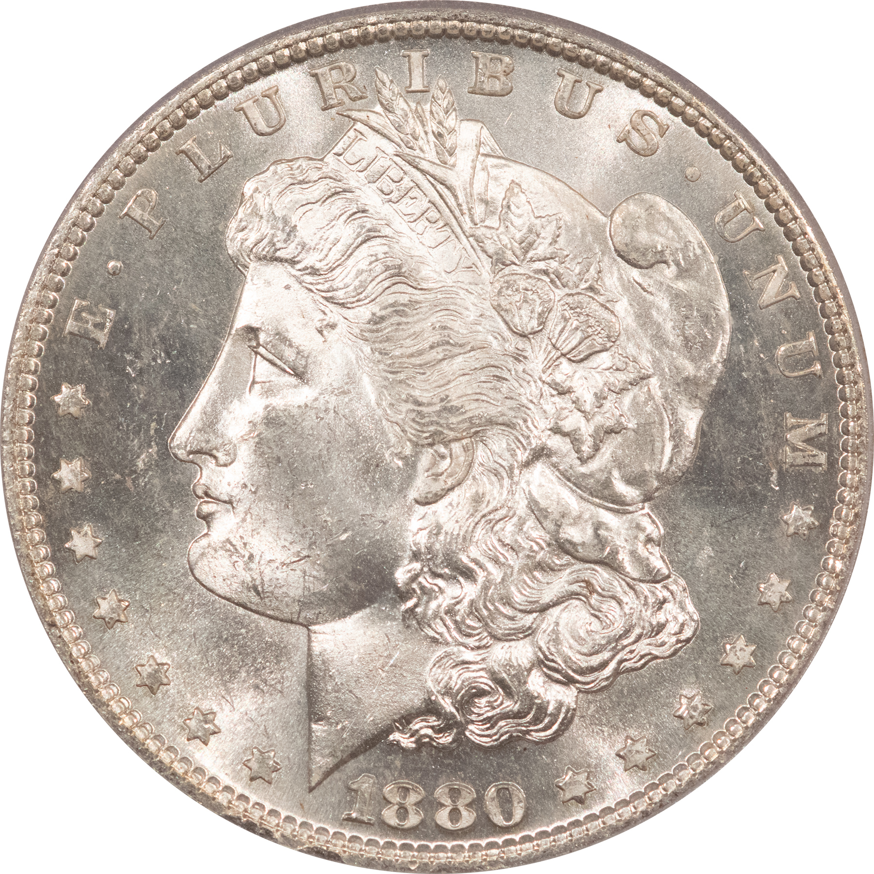 Dollars 1880-S $1 MORGAN DOLLAR – PCGS MS-64, WHITE & FLASHY! Dollars 1880-S $1 MORGAN DOLLAR – PCGS MS-64, WHITE & FLASHY!