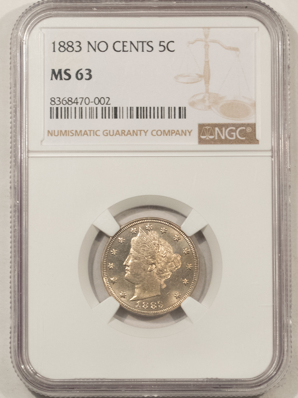 Liberty Nickels 1883 NO CENTS LIBERTY NICKEL – NGC MS-63, PREMIUM QUALITY! Liberty Nickels 1883 NO CENTS LIBERTY NICKEL – NGC MS-63, PREMIUM QUALITY!