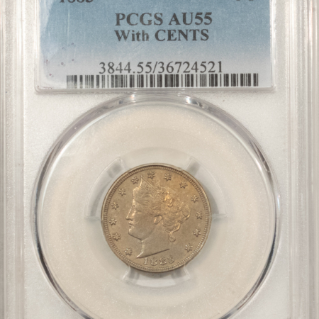 Liberty Nickels 1883 LIBERTY NICKEL, WITH CENTS – PCGS AU-55