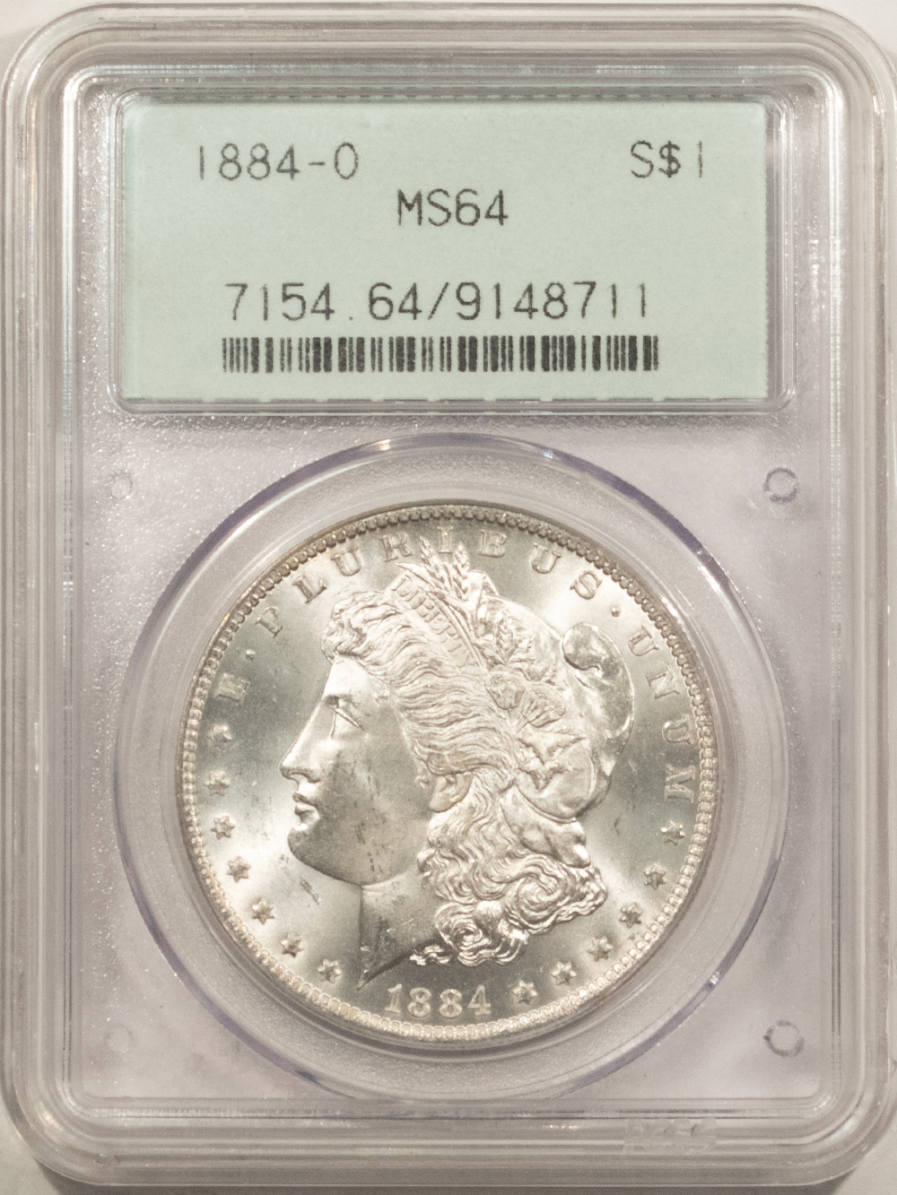 Dollars 1884-O $1 MORGAN DOLLAR – PCGS MS-64, PREMIUM QUALITY++! 2 PC OLD GREEN HOLDER! Dollars 1884-O $1 MORGAN DOLLAR – PCGS MS-64, PREMIUM QUALITY++! 2 PC OLD GREEN HOLDER!