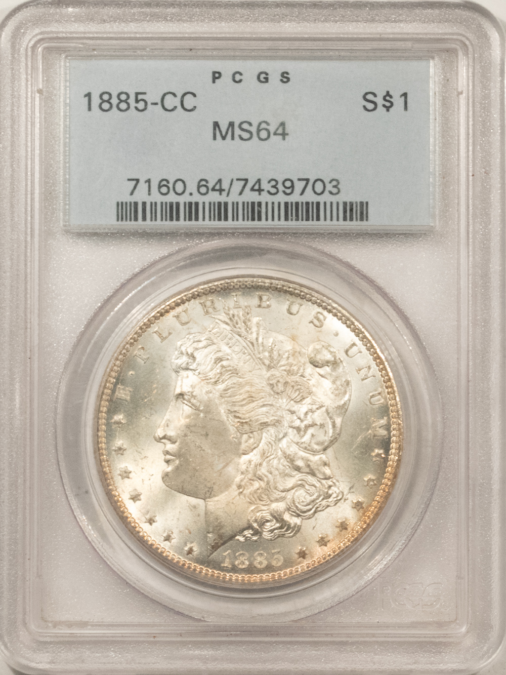 Dollars 1885-CC $1 MORGAN DOLLAR – PCGS MS-64, FRESH! OLD GREEN HOLDER! PQ! CARSON CITY! Dollars 1885-CC $1 MORGAN DOLLAR – PCGS MS-64, FRESH! OLD GREEN HOLDER! PQ! CARSON CITY!