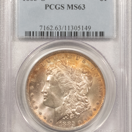 Dollars 1885-O $1 MORGAN DOLLAR – PCGS MS-63, PRETTY! PREMIUM QUALITY!