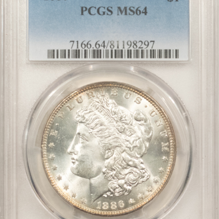 Dollars 1886 $1 MORGAN DOLLAR – PCGS MS-64, BLAST WHITE!