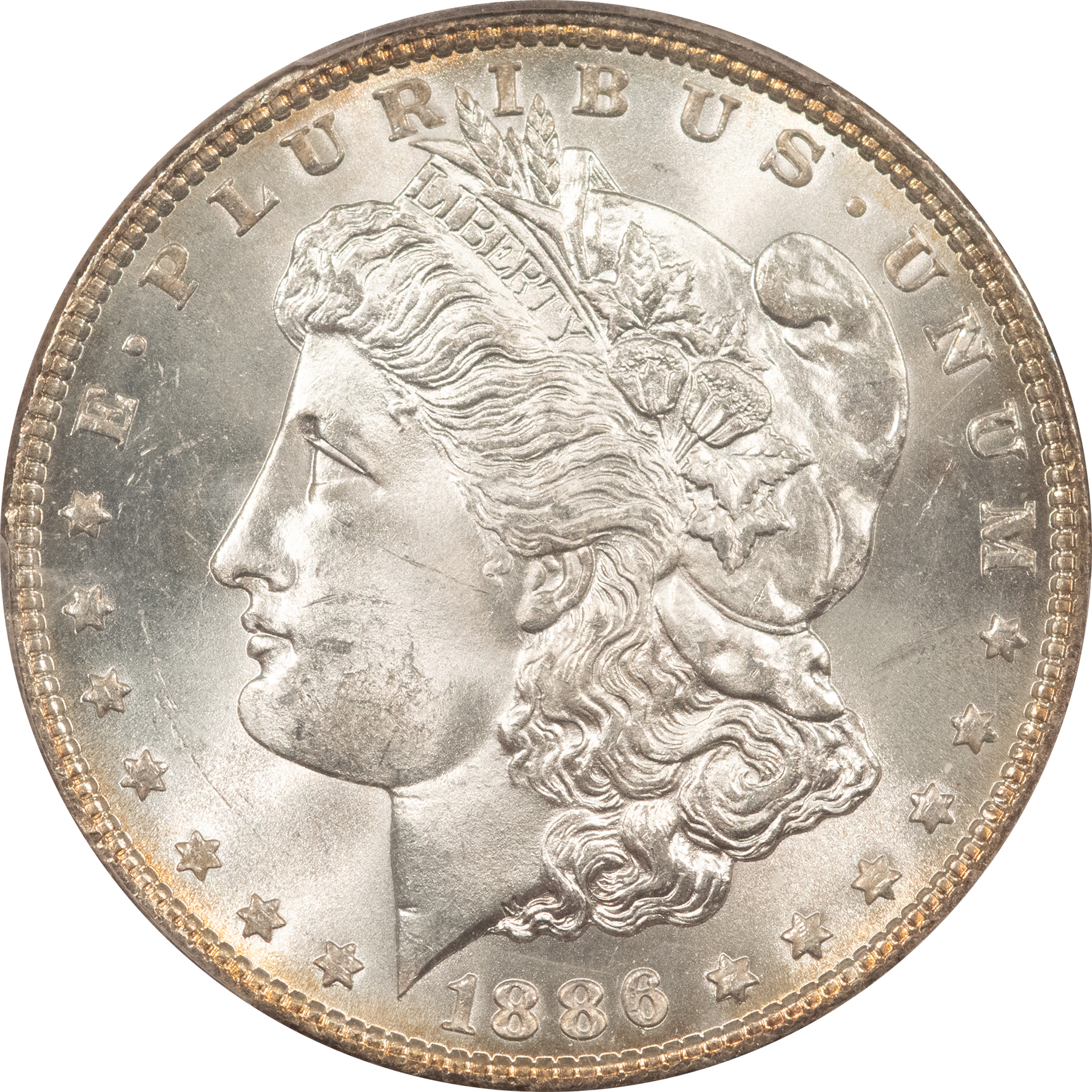Dollars 1886 $1 MORGAN DOLLAR – PCGS MS-64, BLAST WHITE! Dollars 1886 $1 MORGAN DOLLAR – PCGS MS-64, BLAST WHITE!