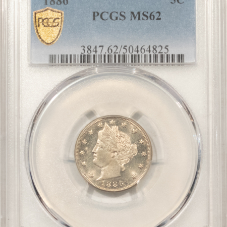 Liberty Nickels 1886 LIBERTY NICKEL – PCGS MS-62, GREAT FLASHY! PREMIUM QUALITY! KEY-DATE!