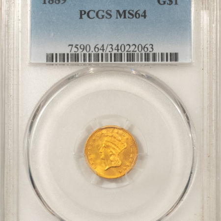 $1 1889 TYPE 3 $1 GOLD DOLLAR – PCGS MS-64 FRESH & ATTRACTIVE!