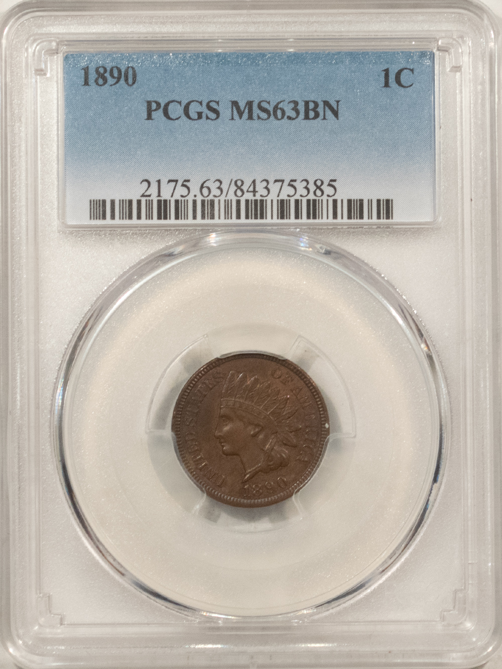 Indian 1890 INDIAN CENT – PCGS MS-63 BN Indian 1890 INDIAN CENT – PCGS MS-63 BN