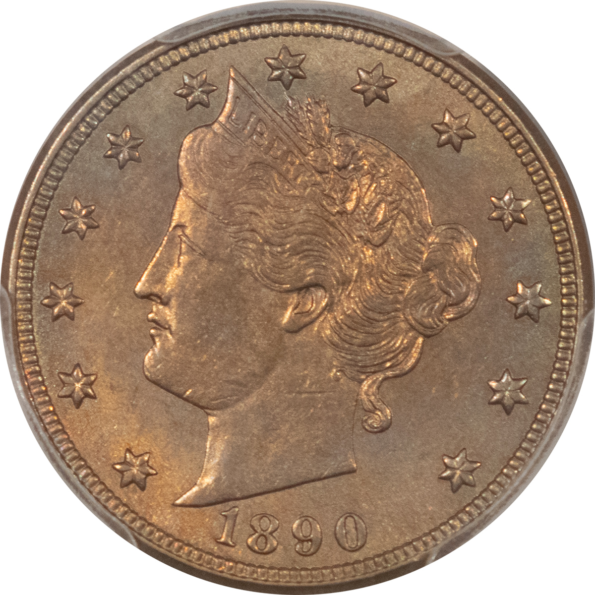 Liberty Nickels 1890 LIBERTY NICKEL – PCGS MS-62, LOOKS CHOICE! Liberty Nickels 1890 LIBERTY NICKEL – PCGS MS-62, LOOKS CHOICE!