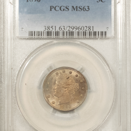Liberty Nickels 1890 LIBERTY NICKEL – PCGS MS-63, FRESH!