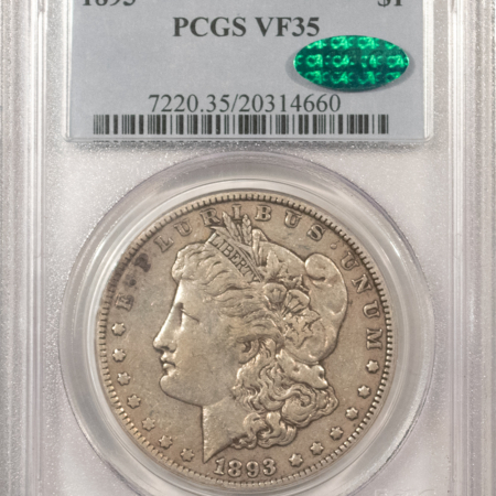 CAC Approved Coins 1893 $1 MORGAN DOLLAR – PCGS VF-35, CAC APPROVED!