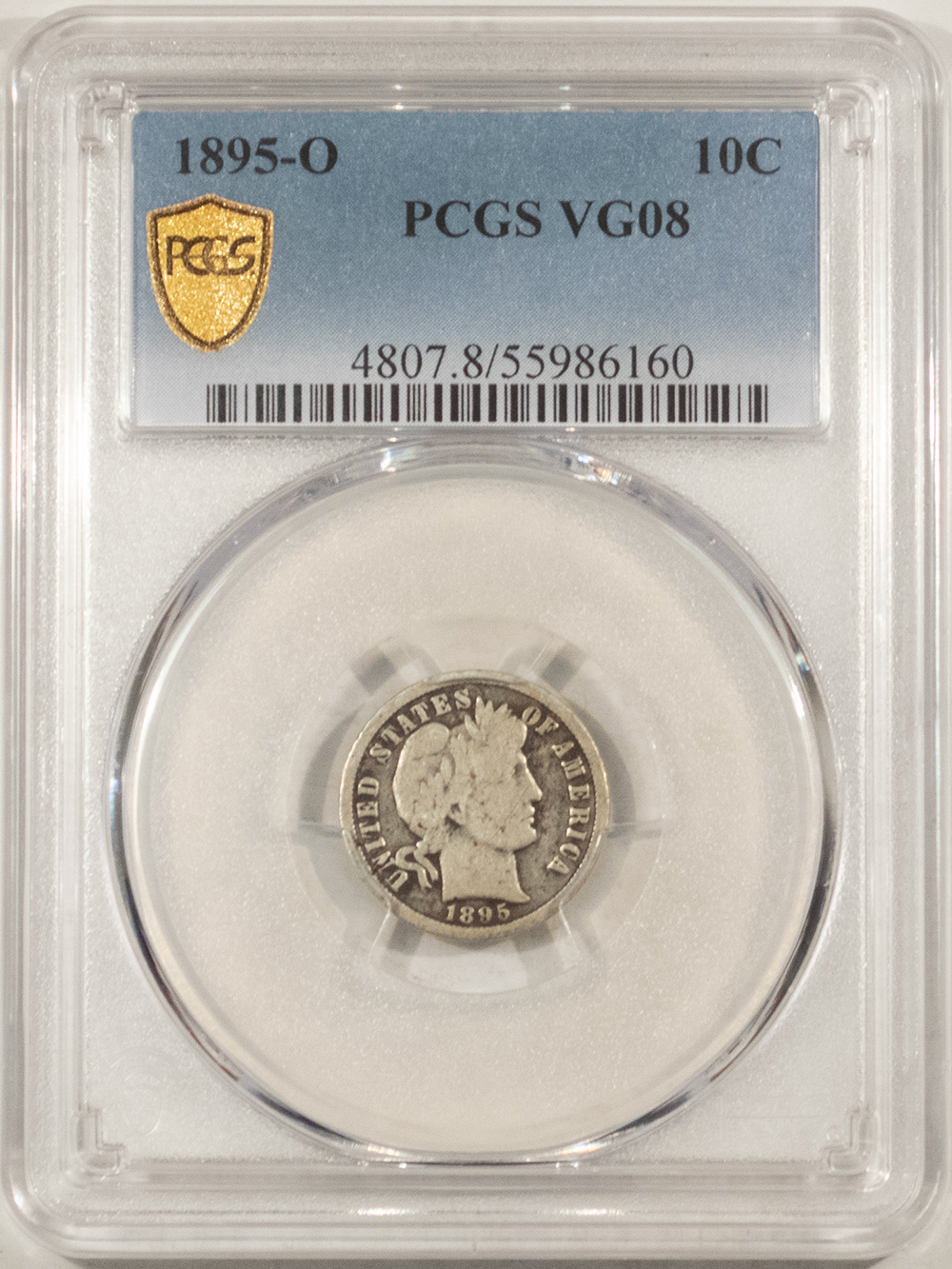 Barber Dimes 1895-O BARBER DIME – PCGS VG-8, TOUGH KEY-DATE! Barber Dimes 1895-O BARBER DIME – PCGS VG-8, TOUGH KEY-DATE!