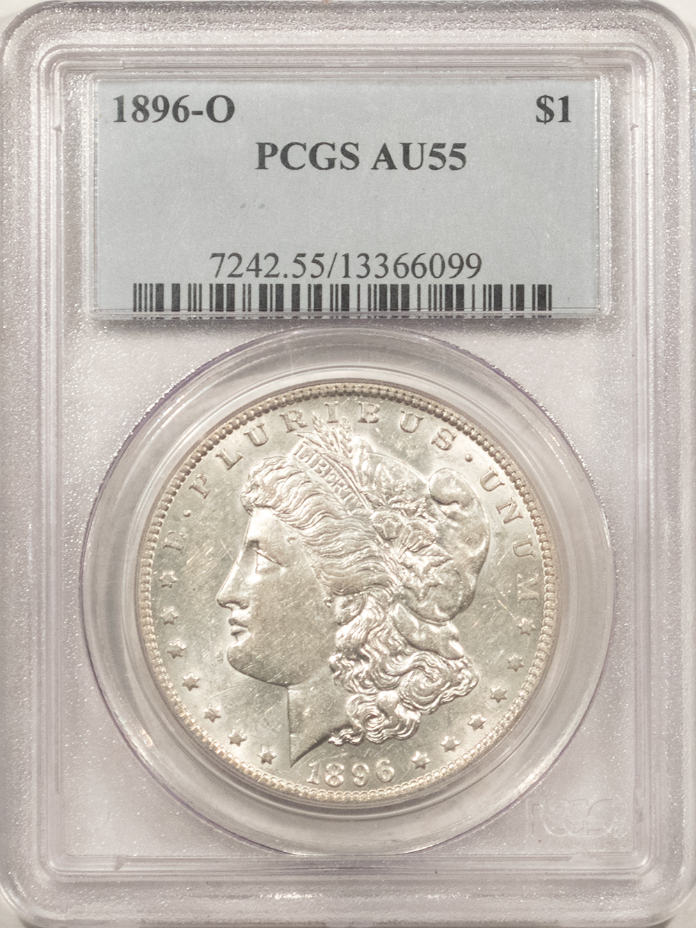 Dollars 1896-O $1 MORGAN DOLLAR – PCGS AU-55, FRESH & LUSTROUS! Dollars 1896-O $1 MORGAN DOLLAR – PCGS AU-55, FRESH & LUSTROUS!