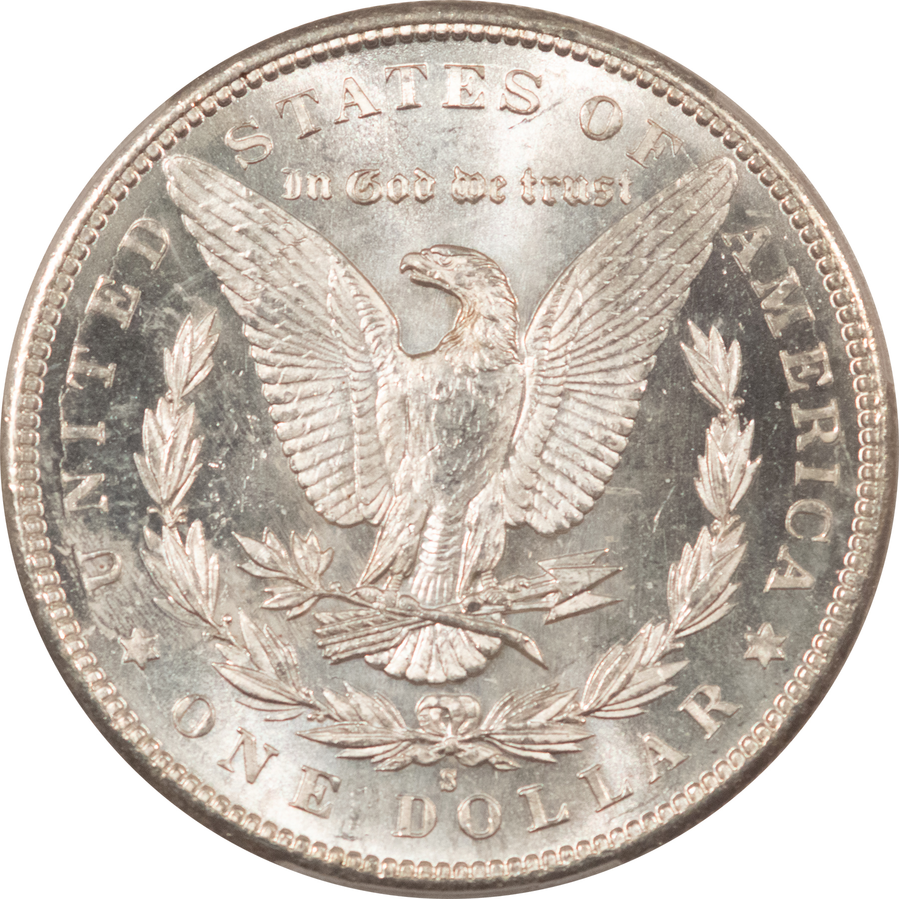 Dollars 1897-S $1 MORGAN DOLLAR – PCGS MS-64, BLAST WHITE & PQ+, LOOKS PROOFLIKE! Dollars 1897-S $1 MORGAN DOLLAR – PCGS MS-64, BLAST WHITE & PQ+, LOOKS PROOFLIKE!