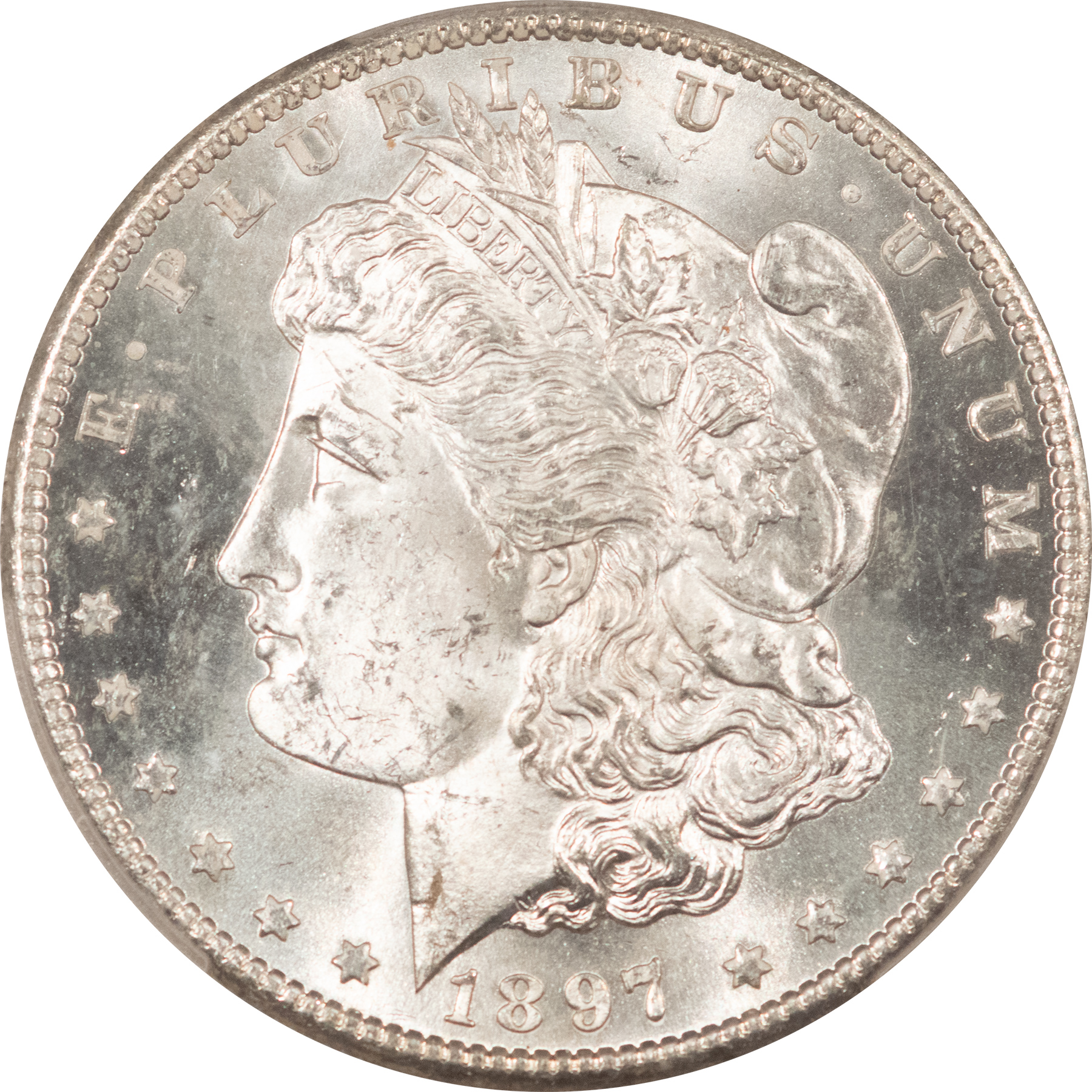 Dollars 1897-S $1 MORGAN DOLLAR – PCGS MS-64, BLAST WHITE & PREMIUM QUALITY! Dollars 1897-S $1 MORGAN DOLLAR – PCGS MS-64, BLAST WHITE & PREMIUM QUALITY!
