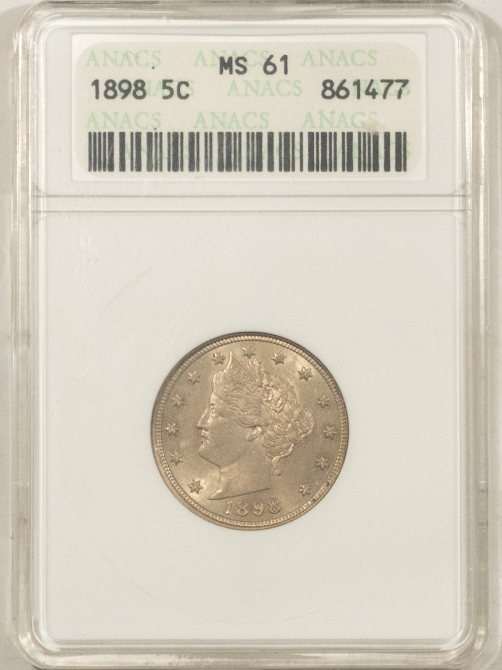 Liberty Nickels 1898 LIBERTY NICKEL – ANACS MS-61 Liberty Nickels 1898 LIBERTY NICKEL – ANACS MS-61