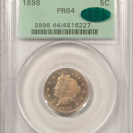 CAC Approved Coins 1898 PROOF LIBERTY NICKEL – PCGS PR-64, PQ, OGH, LOOKS CAMEO! CAC APPROVED!