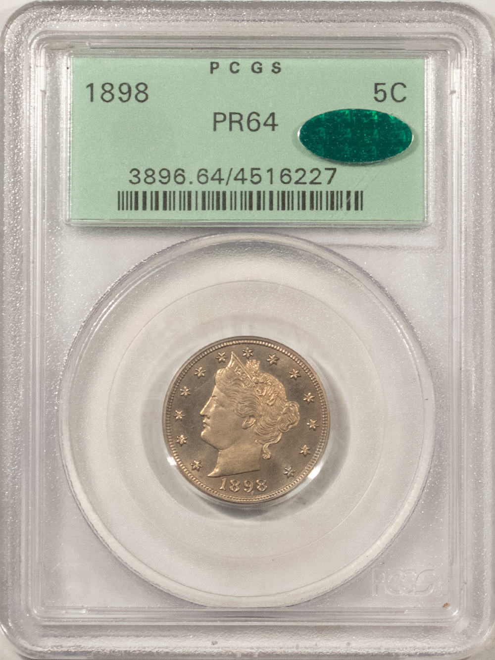 CAC Approved Coins 1898 PROOF LIBERTY NICKEL – PCGS PR-64, PQ, OGH, LOOKS CAMEO! CAC APPROVED! CAC Approved Coins 1898 PROOF LIBERTY NICKEL – PCGS PR-64, PQ, OGH, LOOKS CAMEO! CAC APPROVED!