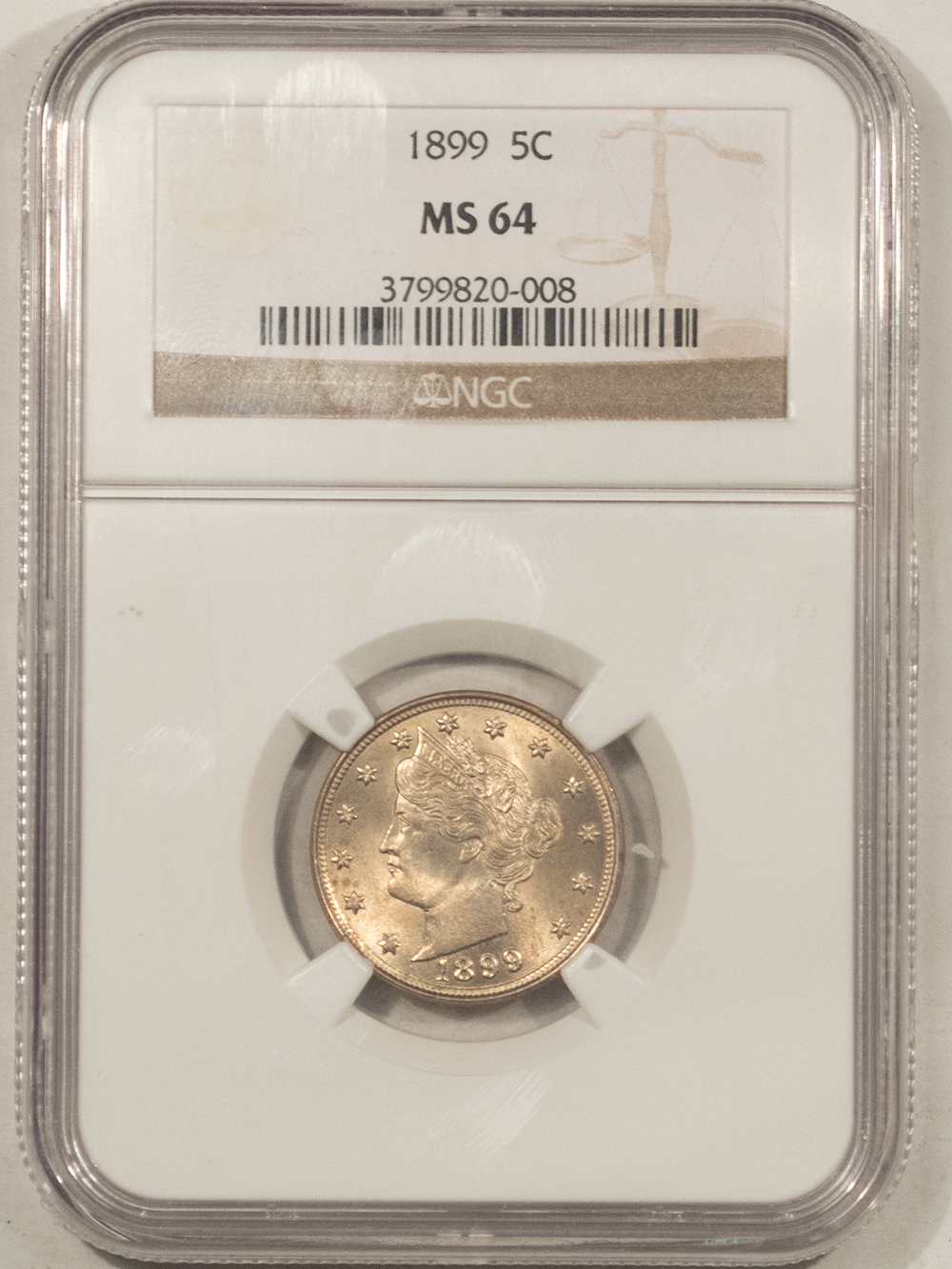 Liberty Nickels 1899 LIBERTY NICKEL – NGC MS-64, BLAZING LUSTER! Liberty Nickels 1899 LIBERTY NICKEL – NGC MS-64, BLAZING LUSTER!