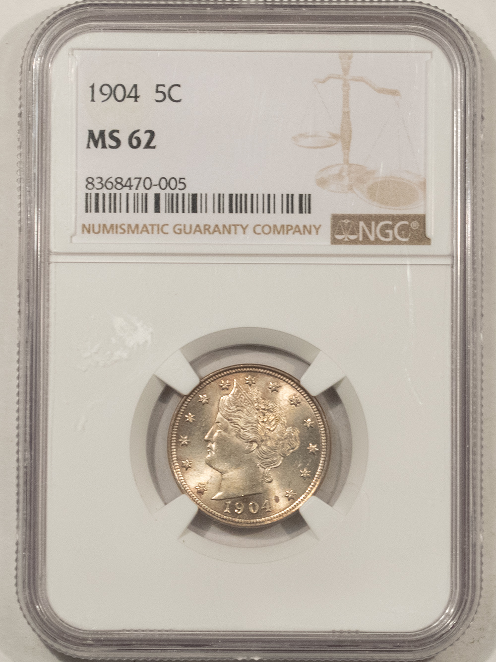 Liberty Nickels 1904 LIBERTY NICKEL – NGC MS-62 Liberty Nickels 1904 LIBERTY NICKEL – NGC MS-62
