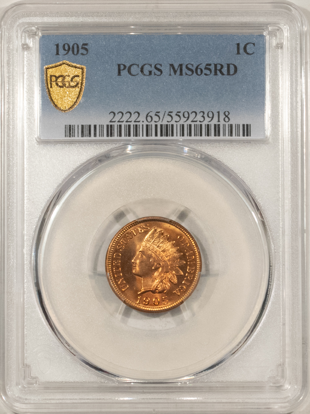 Indian 1905 INDIAN CENT – PCGS MS-65 RD, FIERY RED GEM! Indian 1905 INDIAN CENT – PCGS MS-65 RD, FIERY RED GEM!