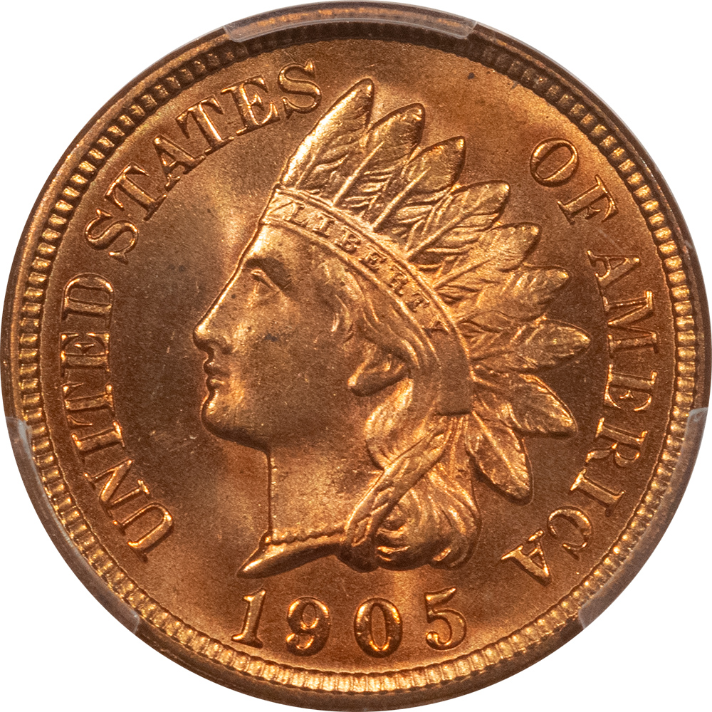 Indian 1905 INDIAN CENT – PCGS MS-65 RD, FIERY RED GEM! Indian 1905 INDIAN CENT – PCGS MS-65 RD, FIERY RED GEM!