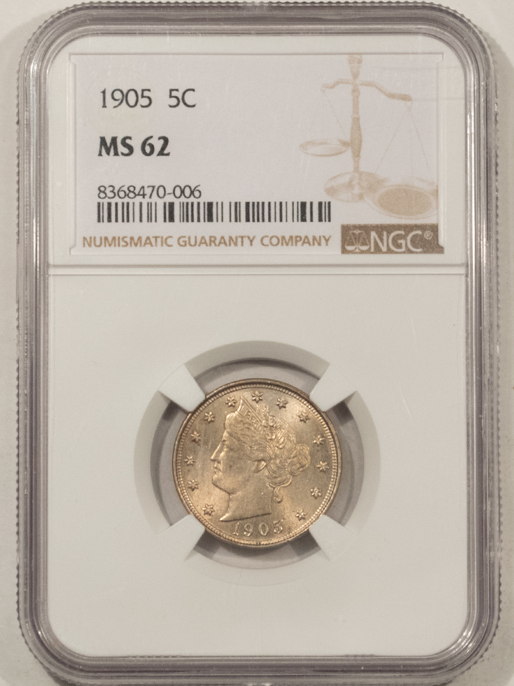 Liberty Nickels 1905 LIBERTY NICKEL – NGC MS-62 Liberty Nickels 1905 LIBERTY NICKEL – NGC MS-62