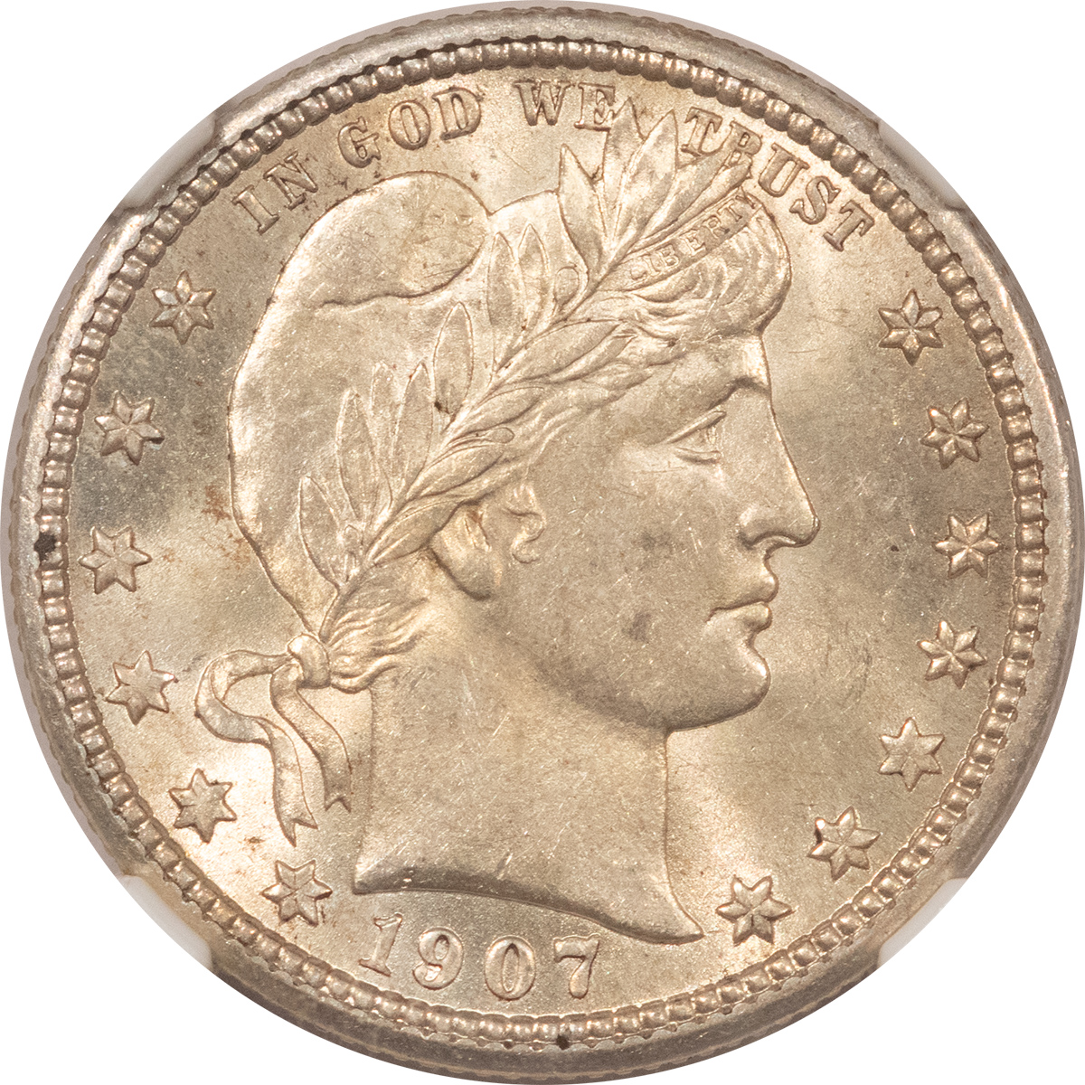 Barber Quarters 1907 BARBER QUARTER – NGC MS-61 LUSTROUS Barber Quarters 1907 BARBER QUARTER – NGC MS-61 LUSTROUS