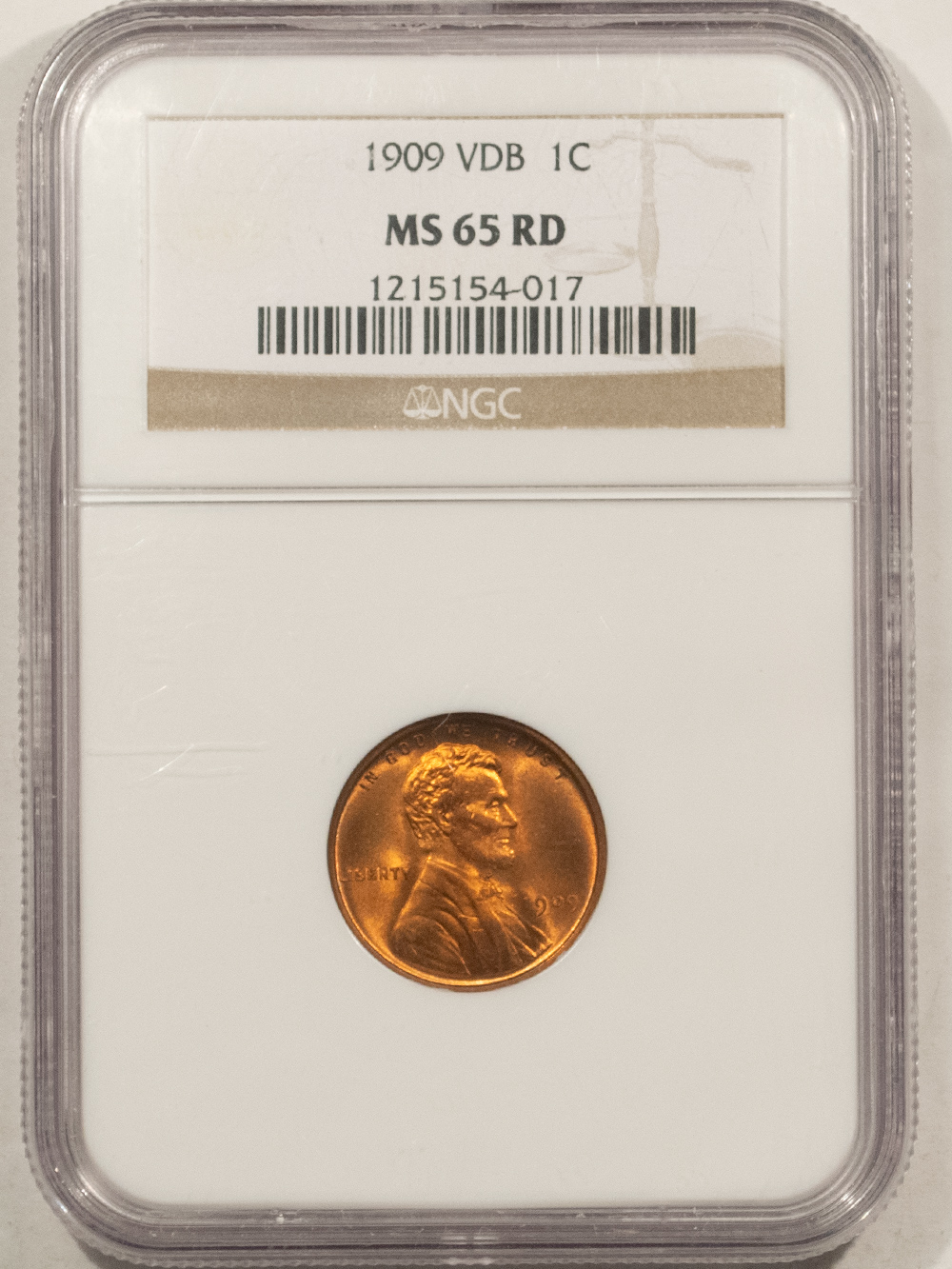 Lincoln Cents (Wheat) 1909 VDB LINCOLN CENT – NGC MS-65 RD Lincoln Cents (Wheat) 1909 VDB LINCOLN CENT – NGC MS-65 RD