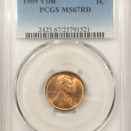 Lincoln Cents (Wheat) 1909 VDB LINCOLN CENT – PCGS MS-67 RD, SUPERB!