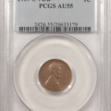 Lincoln Cents (Wheat) 1909-S VDB LINCOLN CENT – PCGS AU-55, FRESH & PQ! KEY-DATE!