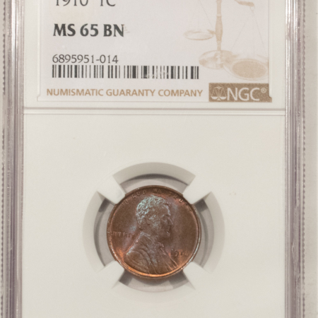 Lincoln Cents (Wheat) 1910 LINCOLN CENT – NGC MS-65 BN, GORGEOUS GEM!