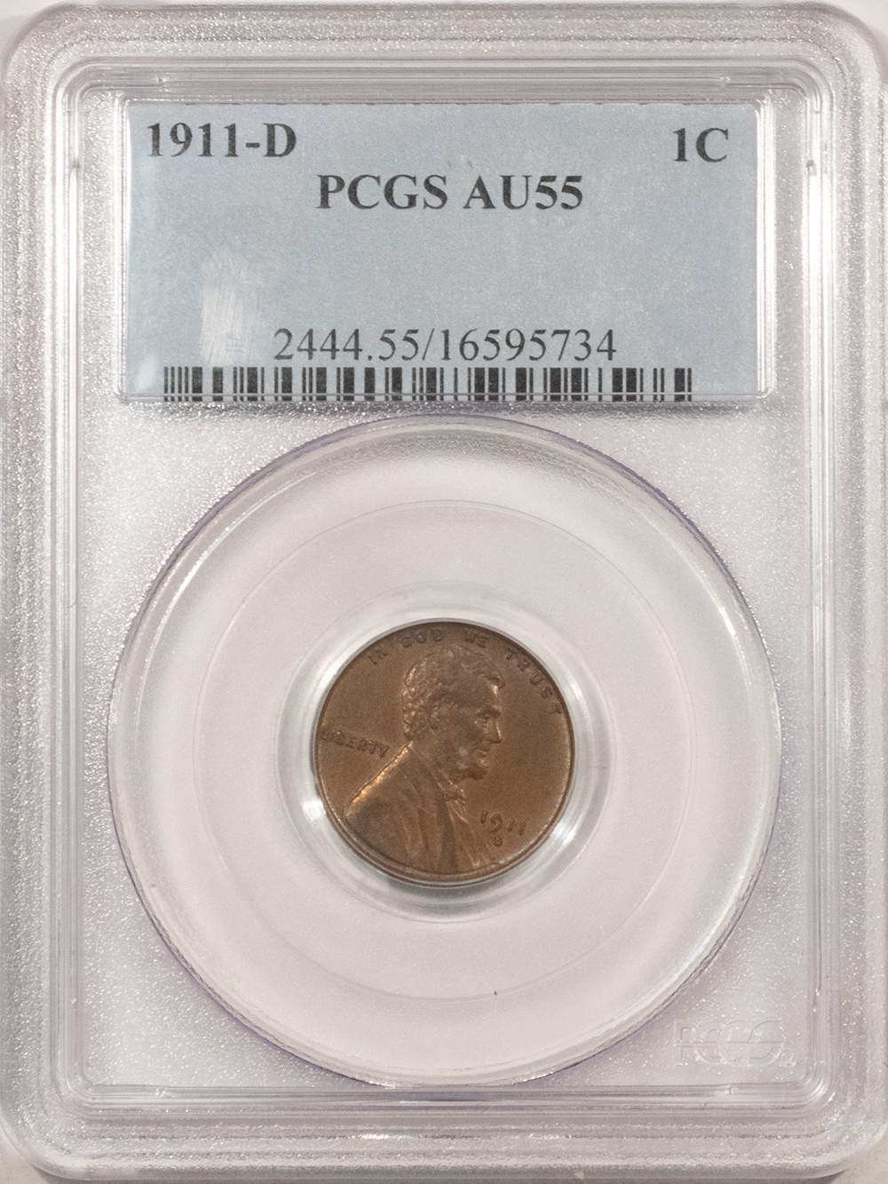 Lincoln Cents (Wheat) 1911-D LINCOLN CENT – PCGS AU-55 Lincoln Cents (Wheat) 1911-D LINCOLN CENT – PCGS AU-55