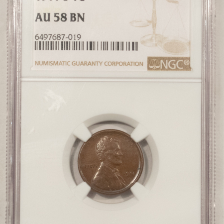 Lincoln Cents (Wheat) 1911-S LINCOLN CENT – NGC AU-58 BN, PREMIUM QUALITY!