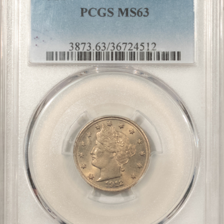 Liberty Nickels 1912 LIBERTY NICKEL – PCGS MS-63, CHOICE!