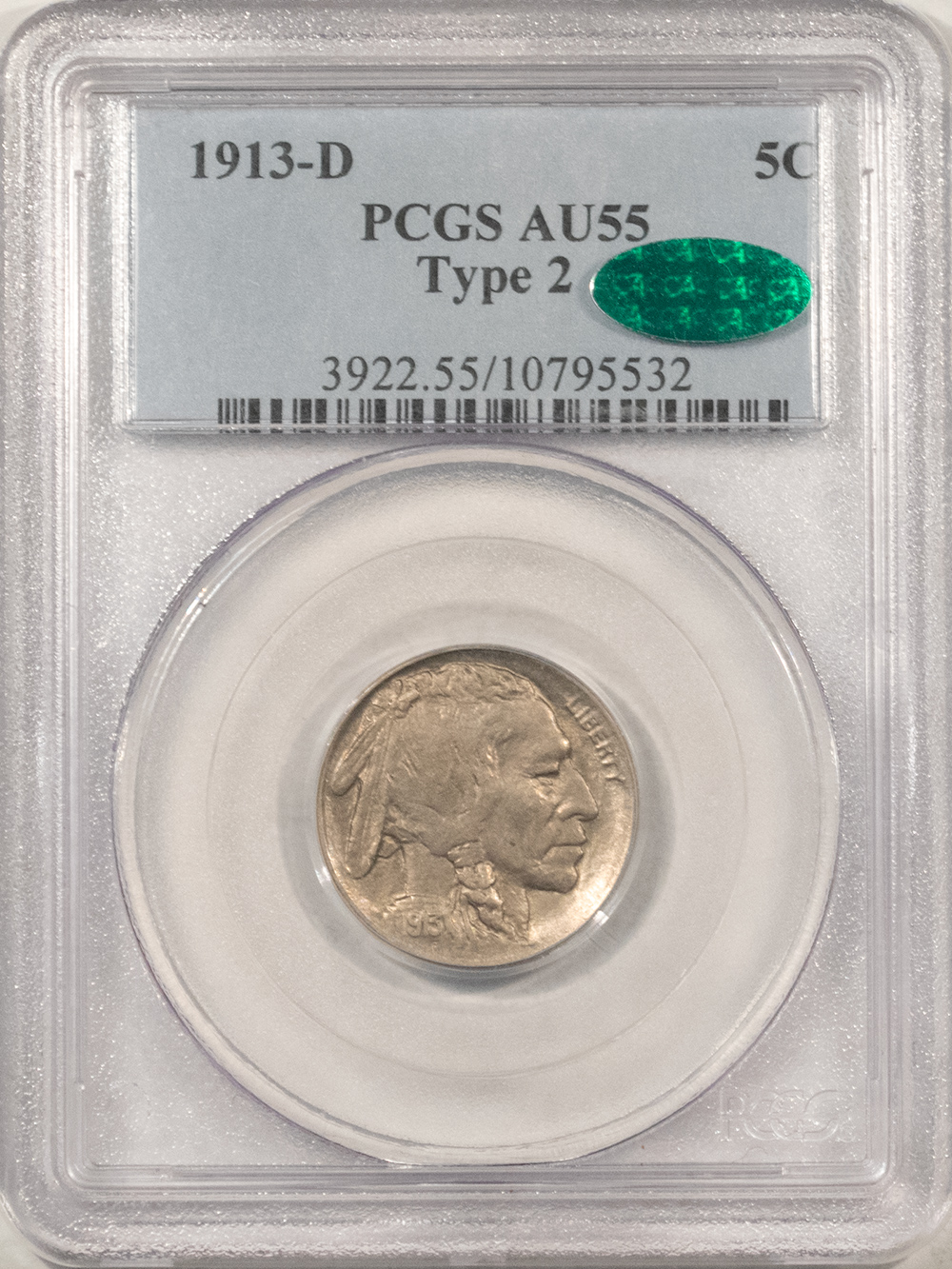 Buffalo Nickels 1913-D BUFFALO NICKEL TY2 – PCGS AU-55 LOOKS MS-62 PREMIUM QUALITY, CAC APPROVED Buffalo Nickels 1913-D BUFFALO NICKEL TY2 – PCGS AU-55 LOOKS MS-62 PREMIUM QUALITY, CAC APPROVED