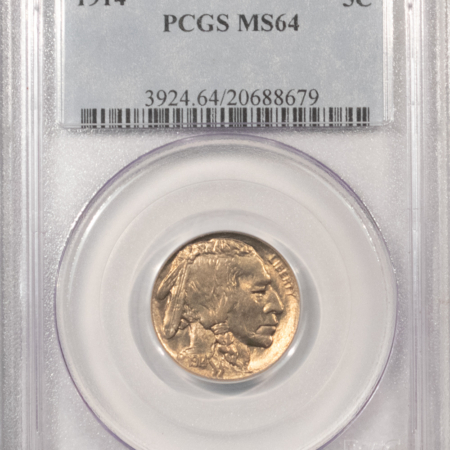 Buffalo Nickels 1914 BUFFALO NICKEL – PCGS MS-64, LOOKS 65+ & PREMIUM QUALITY!